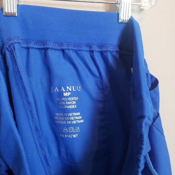 Jaanuu Royal Blue 3-Pocket V-Neck Top Small + Drawstring 6 Pocket Pant Scrub Set - Picture 8 of 10